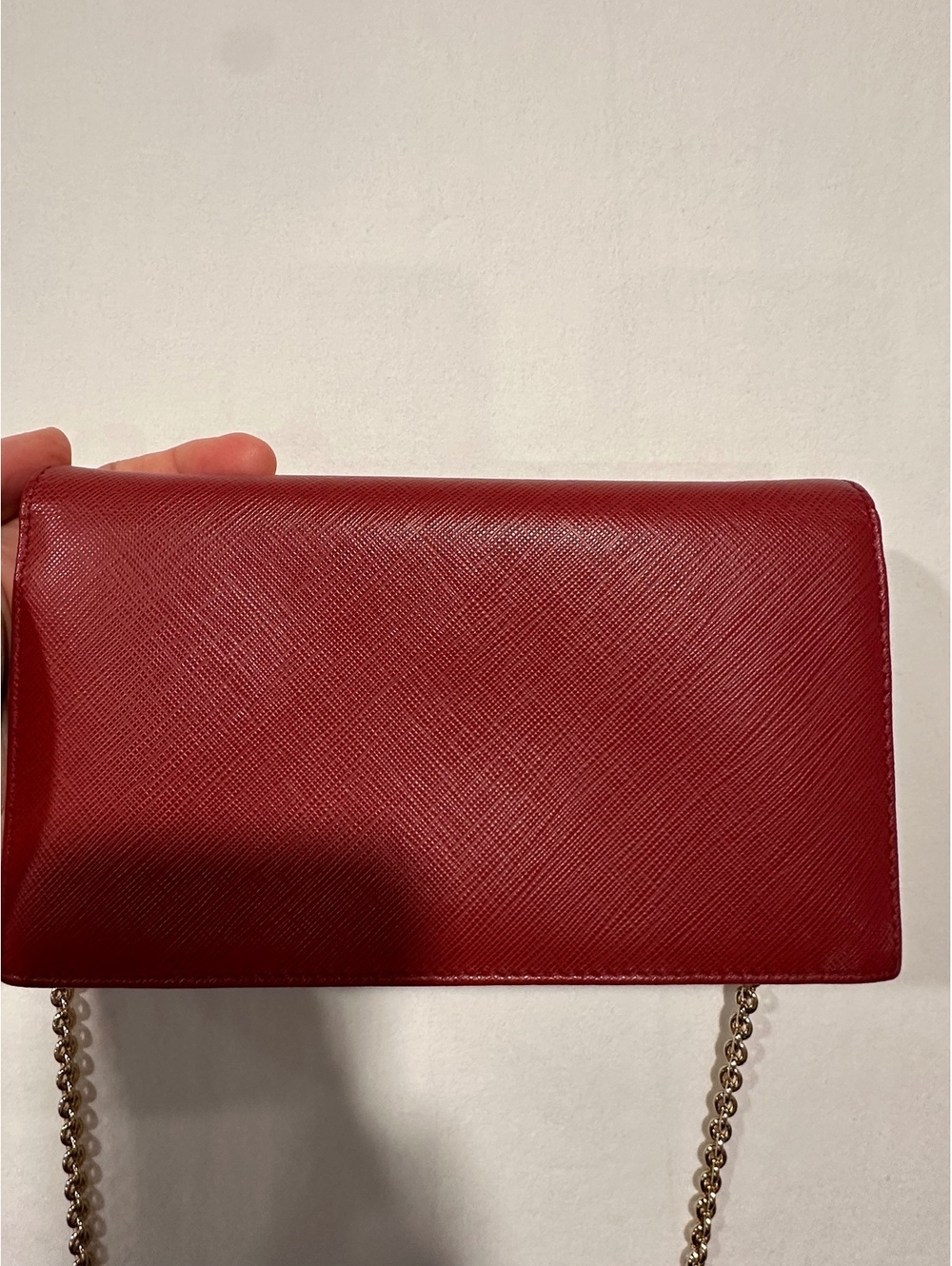 Salvatore Ferragamo Vara Bow Wallet Crossbody Removable Chain Red Saffiano Italy - Picture 8 of 10